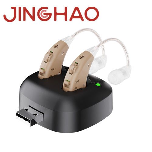 JINGHAO 1 Pair Of Digital Hearing Aid Rechargeable Invisible BTE Ear Loss Aids