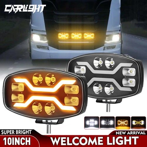 Colight 2PCS Full Led Spot Light White Amber DRL Jumbo Oval Truck Van 12V 24V