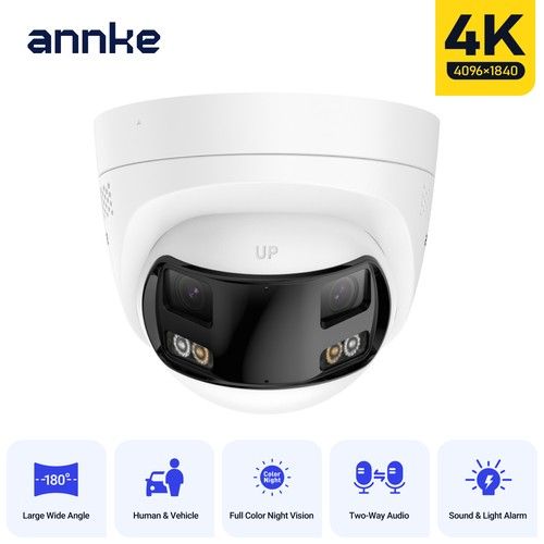 ANNKE 8MP 4K Color Two-Way Talk PoE IP CCTV Security Camera 180° View Panoramic