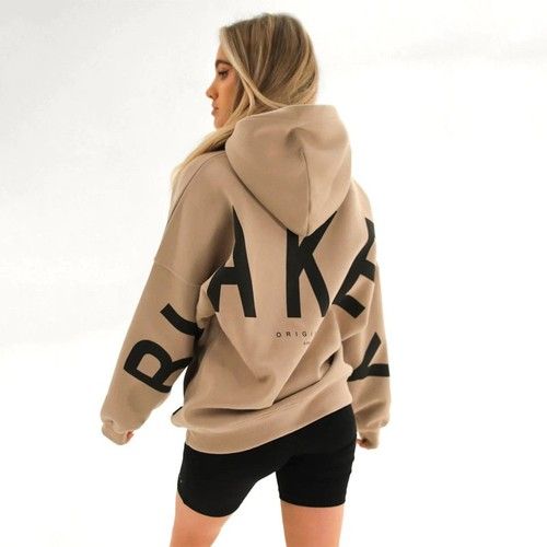 Women Blake Print LooseSports Hoodie Hooded Sweatshirt Pullover Long Sleeve