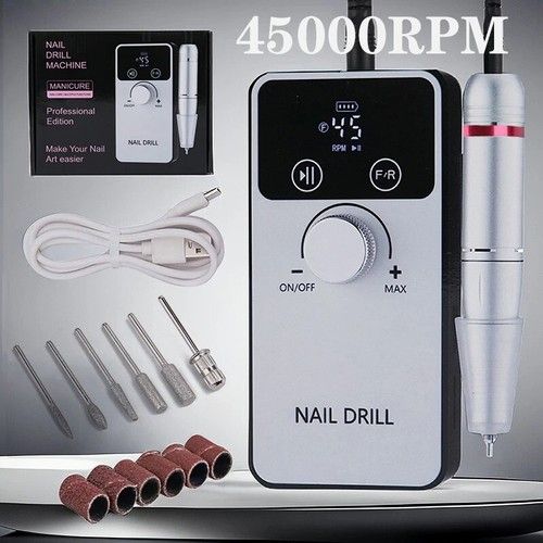 45000RPM Professional Electric Nail Drill Machine Rechargeable Nail File Polish