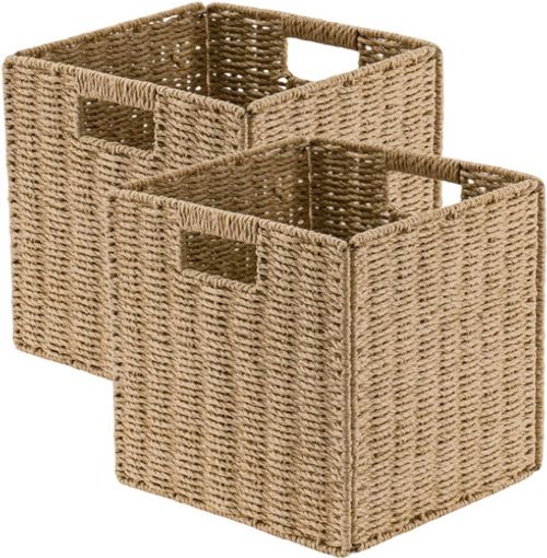 Set of 2 Storage Baskets Foldable Cube Storage Baskets Bins with Handles UK