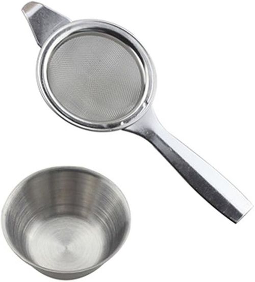 Tea Strainer Fine Mesh Stainless Steel Loose Leaf Tea Infuser Sieve with Cup — image 3