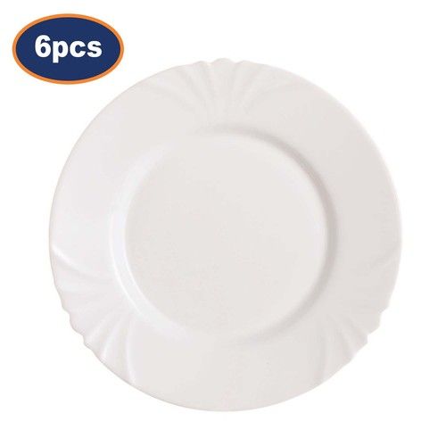 Dinner Plate Luminarc Cadix White Opal Glass 25cm Serving Dish Set of 6 Crockery