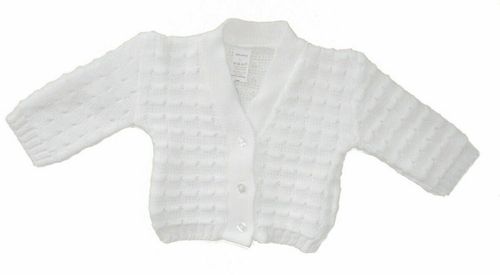 Baby Boy Girl White Knitted Cardigan V-Neck Button Newborn 0-12 Months — image 1