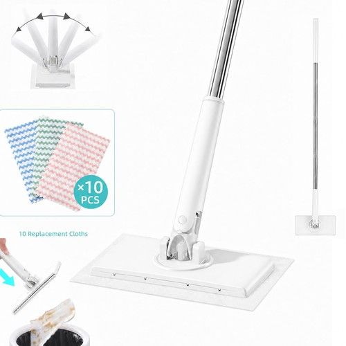 Clamping Dust Mops 360° Rotating Head Automatic Mop Clip Dust Removal