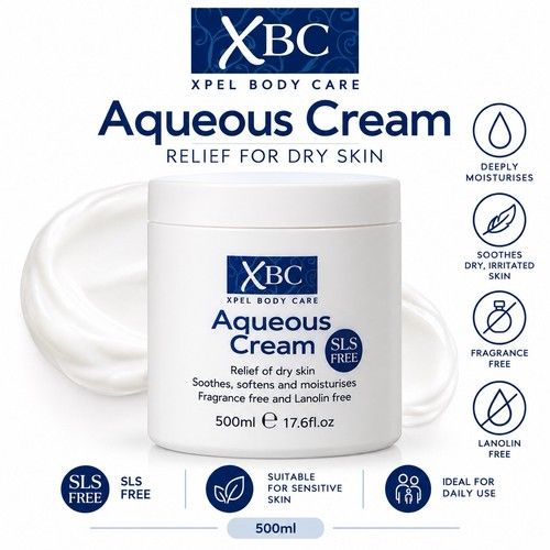 XBC Aqueous Body Cream 500ml Soothing & Hydrating Emollient for Dry Skin 1 Pack