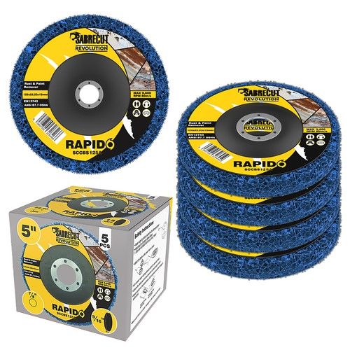 5 x SabreCut 125mm 5" Poly Strip Wheel Discs Paint Rust Removal for Grinders