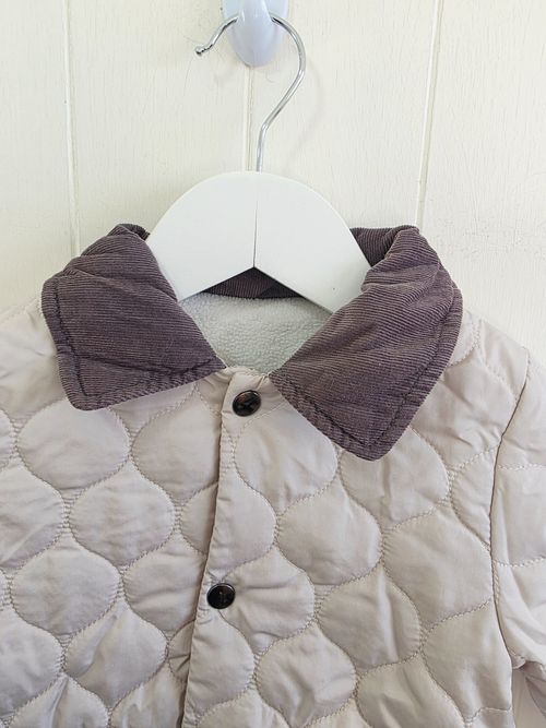 Nutmeg 12-18 months beige quilted snap button up jacket corduroy collar — image 3