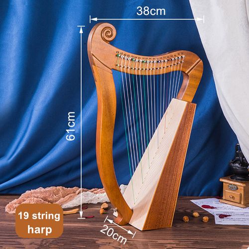 19 String Lyre Irish Harp Solid Wood Veneer Lyre Stringed Lever Harps Instrument — image 10