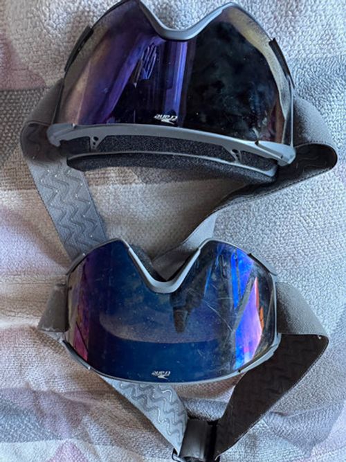Crane Ski Goggles Oversized Mirrored Tinted Lens Grey Frame Adjustable 2 pairs