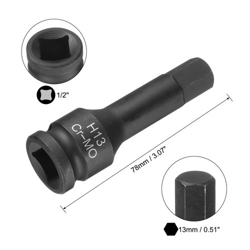 13mm Hex Impact Bit Socket H13 1/2" CR-MO Steel Drive Sockets Hex Socket Adapter — image 2