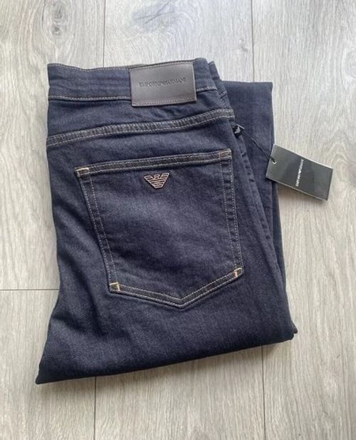 Emporio Armani J45 Jeans Mens Navy Blue 34” Waist Zip Fly New BNWT (32 Leg)