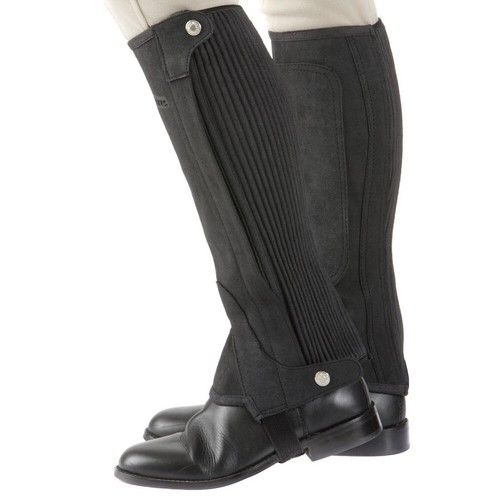 SHIRES AMARA HALF CHAPS WASHABLE SYNTHETIC SUEDE HORSE RIDING PLAIN/COLOURED