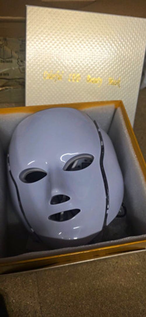 LED Light Therapy Face Mask White with Controller & Power Adapter, 3 Settings
