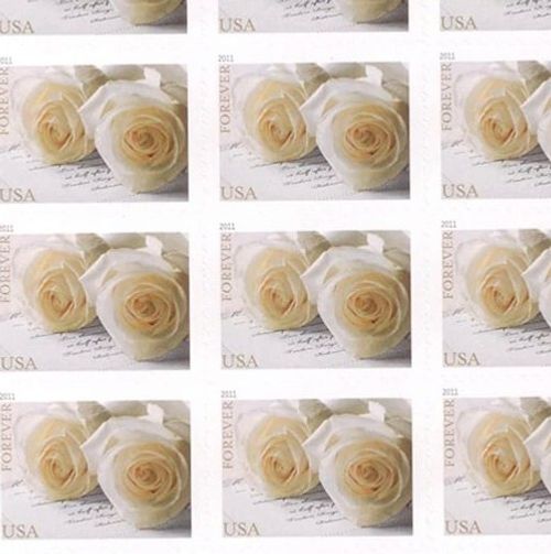 100 FOREVER STAMPS 5 SHEETS White Rose Wedding Shower  — image 5