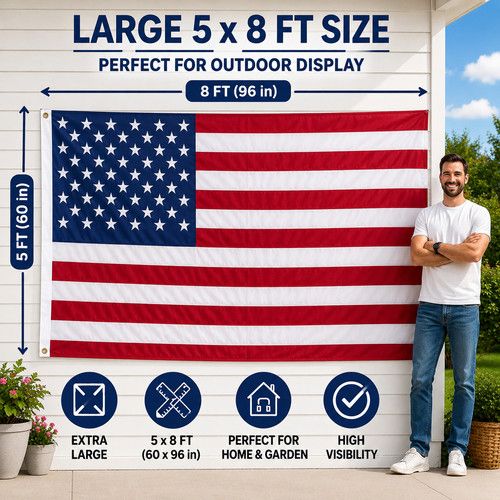 U.S.A. FLAG GIANT 8 X 5 AMERICA AMERICAN UNITED STATES
