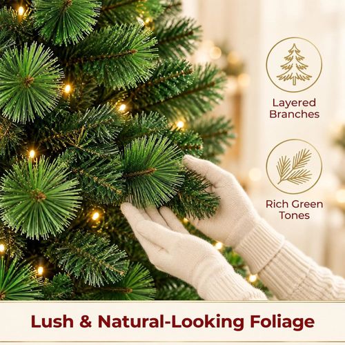 7ft Artificial Christmas Pine Tree 1200 Tips with 400 LED Lights — image 6