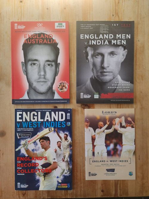 Job Lot x4 England International Test Match Cricket Programmes (2017–2021) Lord'