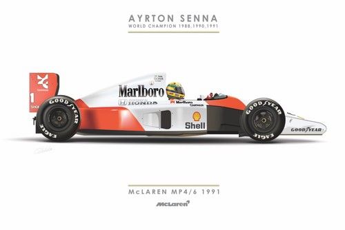 Ayrton Senna Illustration Poster A3 F1 Grand Prix World Champion Mclaren-MP4-6