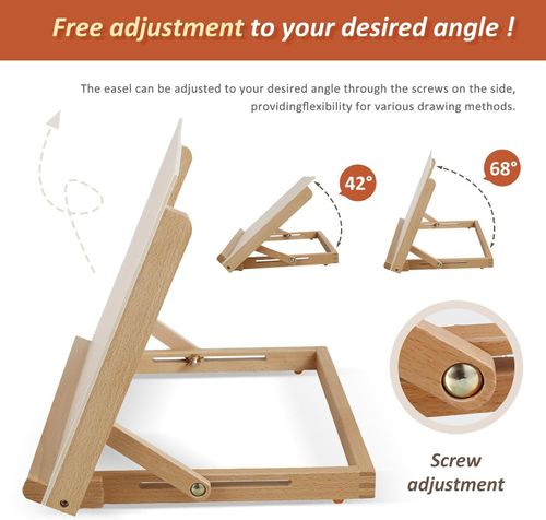 A3 Artist Drawing Board Solid Beech Wood Desktop Painting Easel Adjustable — image 4