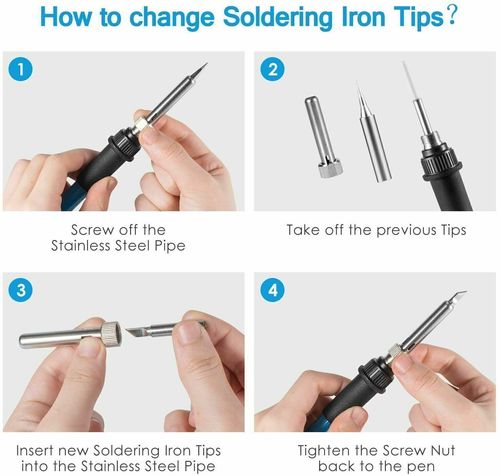 60W  Electronics Welding Solder Irons Tool Adjustable Temp Soldering Iron Kit UK — image 5