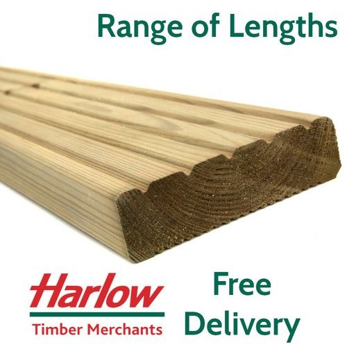 Decking Deck Board Timber 38x125mm Heavy Duty Treated Wooden Tanalised Garden