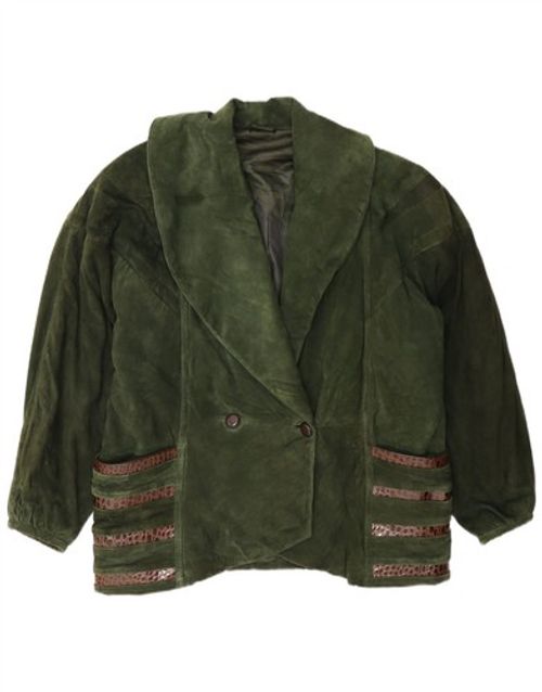 Pancaldi & B Womens Double Breasted Suede Jacket IT 42 Medium Khaki CM19