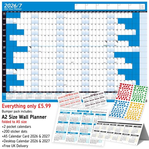 2026/2027 Mid-Year Planner Calender Academic Wall Chart ✔ Calendar BUMPER PACK — image 1