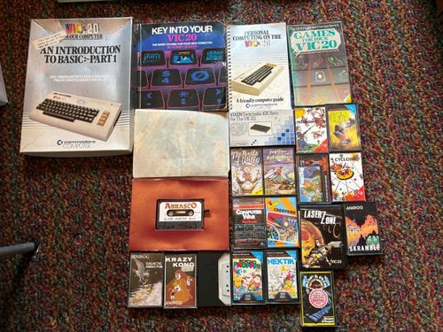 Commodore VIC-20 Computer Bundle w/ Datasette, PSU, Tapes & Manuals Untested — image 2