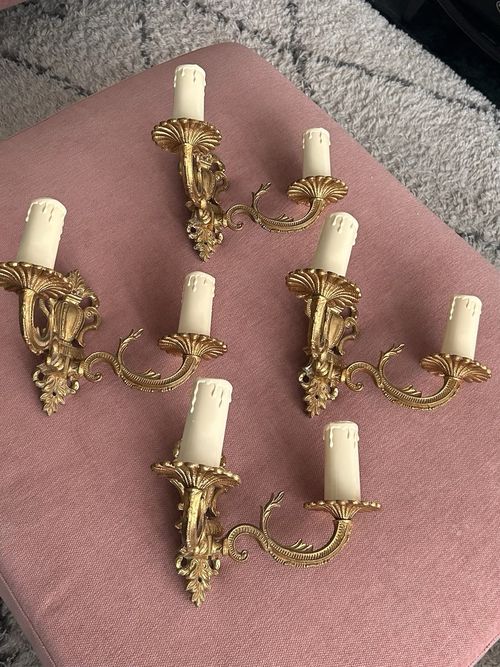 Vintage Brass Pair Ornate Antique Style Wall Sconce By Bronceart Torrent 2 Arm  — image 9