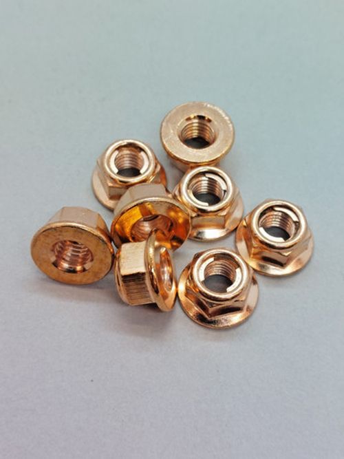 M8 COPPER FLASHED & FLANGED MANIFOLD EXHAUST NUTS x8