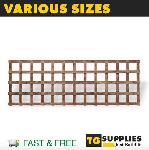 Rigid Wooden Timber Garden Trellis Fence Panels Golden Brown Treated All Sizes — image 2