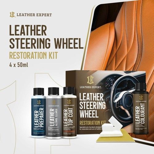 Leather Steering Wheel Repair Kit 4x50ml Leather Expert Black