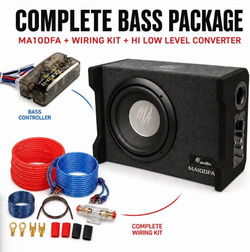 1300W Car Subwoofer 10" Powered Ported Enclosure Box Compact Bass complete set