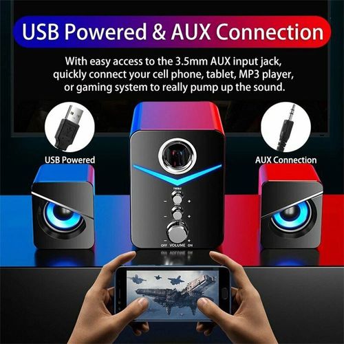 Computer Speakers Surround Sound System LED PC Gaming Bass USB Wired for Desktop — image 12