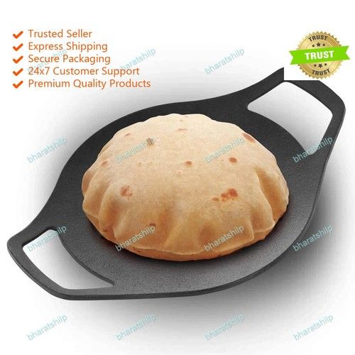 Hawkins Futura 24 cm Cast Iron Tava, Cast Iron Tawa for Roti, Cast Iron Cookware