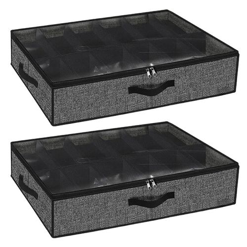 Under Bed Shoe Storage Organiser for 24 Pairs Clear Foldable Shoe Boxes Set of 2 — image 14