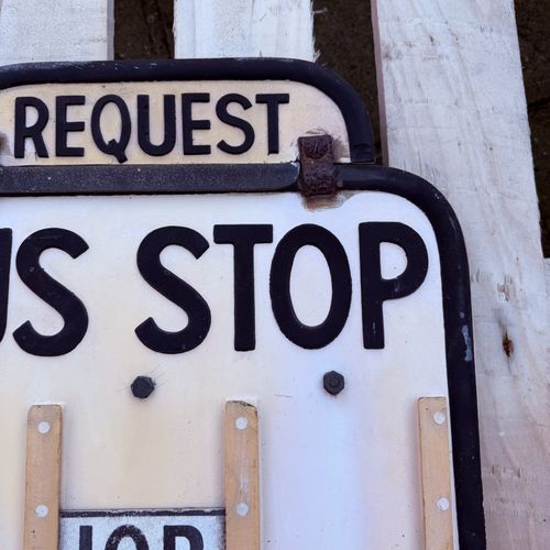 Original Vintage Double Sided Request Bus Stop Sign Route 10B British Transport — image 4