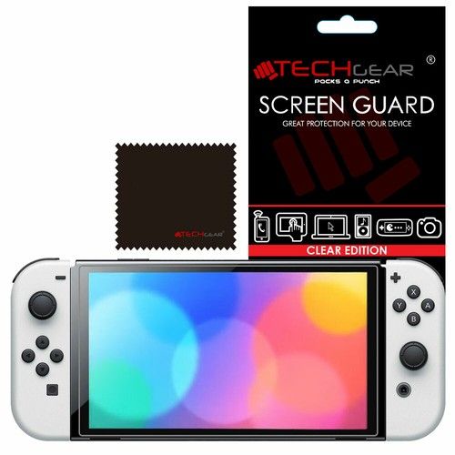 TECHGEAR Clear Screen Protector Guard Covers for Nintendo Switch OLED (2021)