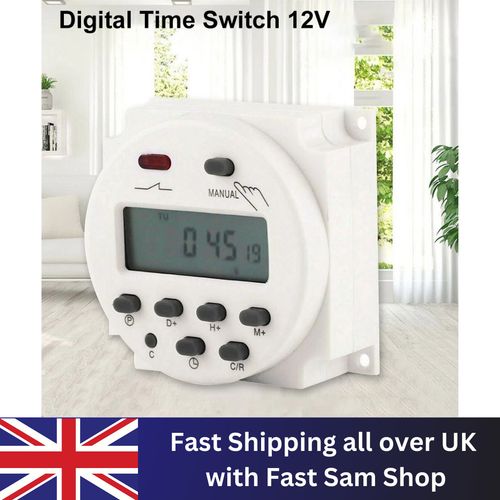 12V 16A Digital Electronic LCD Time Relay Switch Programmable Timer Tool White — image 1