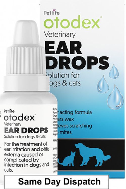 Petlife Otodex Ear Drops for Dog Cat Clear Wax Mites Cleanser Itching 14ml