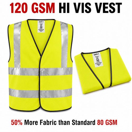 PREMIUM 120GSM Hi Vis Vest High Viz Safety Yellow Orange Visibility Jacket EN471