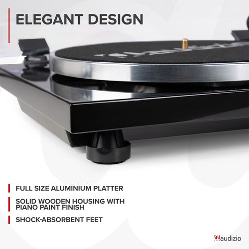 Premium Vinyl Record Player Turntable with Bluetooth In Out Piano Black - Toledo — image 7