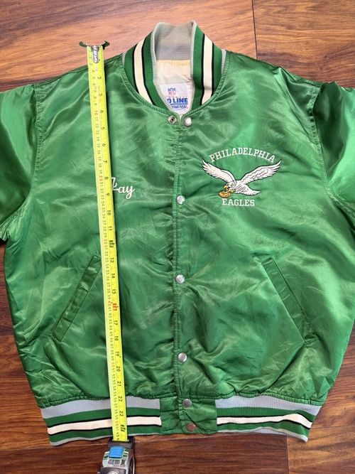 Starter Philadelphia Eagles NFL Pro Line Satin Snap Front Jacket Green 1980s — image 3