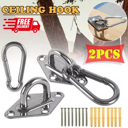 2X Heavy Duty Hook Hammock Hanging Kit Stainless Steel Punch Bag Swing Chair