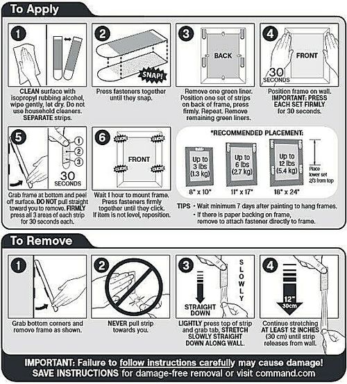 3M Command Strips Self Adhesive Damage Free Wall Hanging Picture Frames Posters — image 6