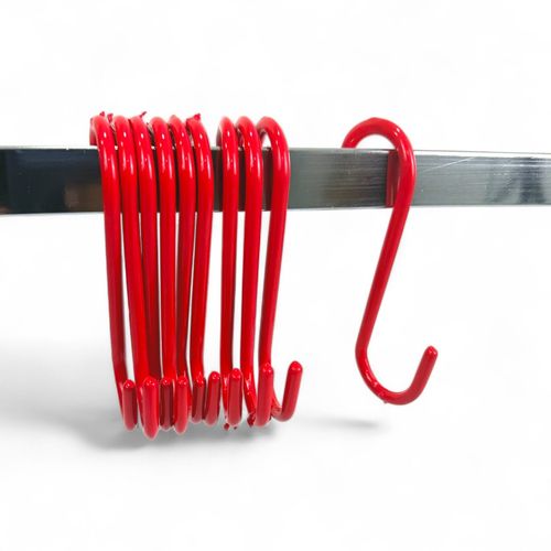 Pack of 10 Red PVC Coated Heavy Duty S Hooks – 12cm Hanging Hooks — image 1