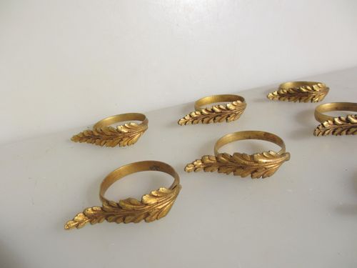 Antique Brass Curtain Rings Victorian Holder Hangers French Rococo Gilt Old x7 — image 3