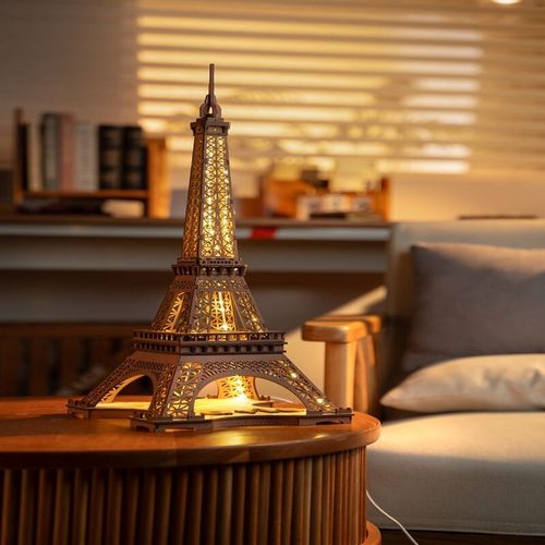 Rolife 4 lighting modes 3D Wooden Puzzle Eiffel Tower's Night DIY Model Toy — image 8